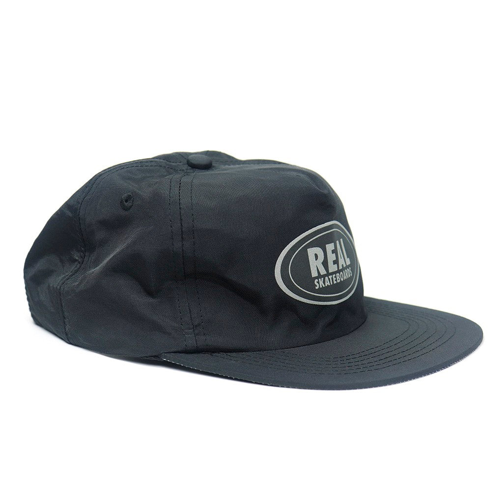 Boné Real Skateboards Oval Snap - Preto / Cinza refletivo