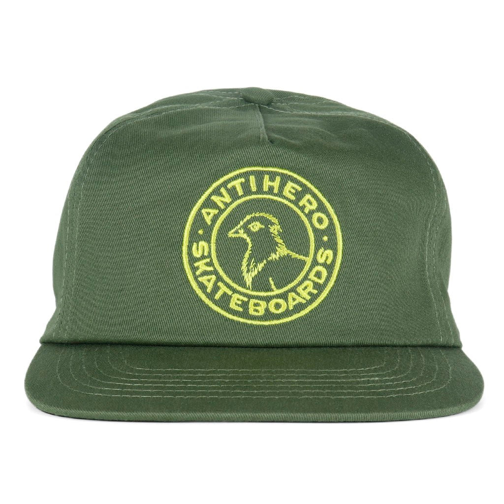 Boné Anti Hero Skateboards Basic Pigeon Round - Verde / Amarelo