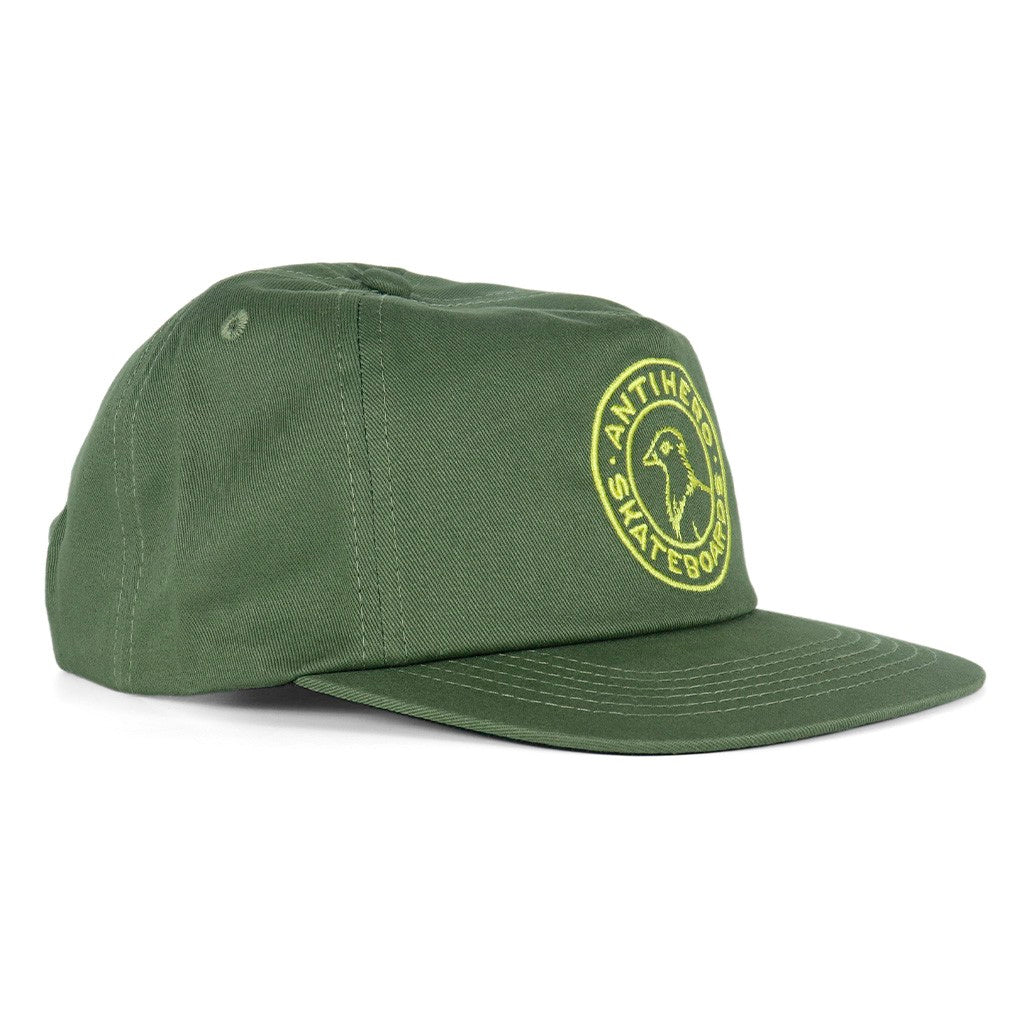 Boné Anti Hero Skateboards Basic Pigeon Round - Verde / Amarelo