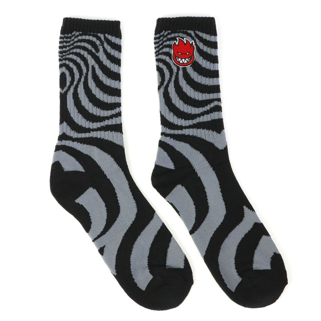 Meia Spitfire Wheels Bighead Fill Embroidered Swirl - Preta / Cinza