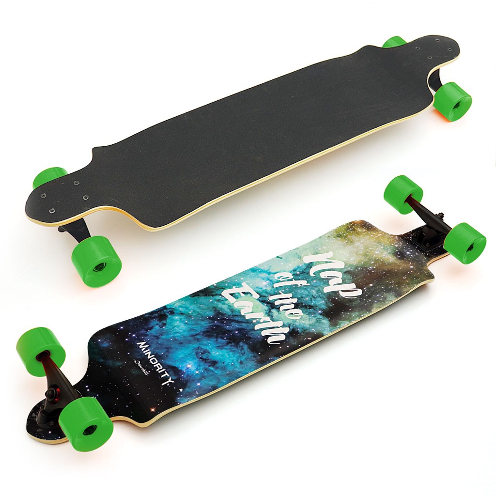 Skate Longboard Multimarca Rebaixado - Azul / Preto / Verde