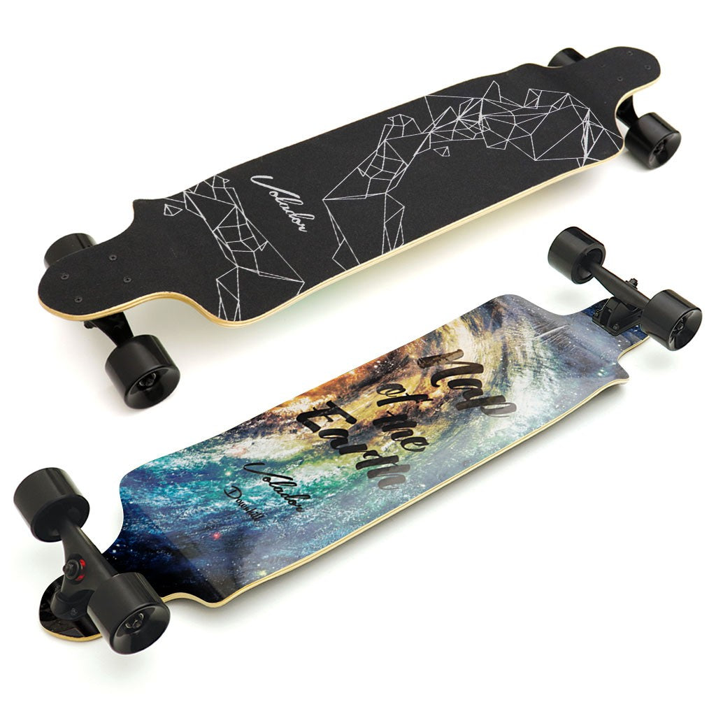 Skate Longboard Multimarca Rebaixado - Azul / Preto / Preto