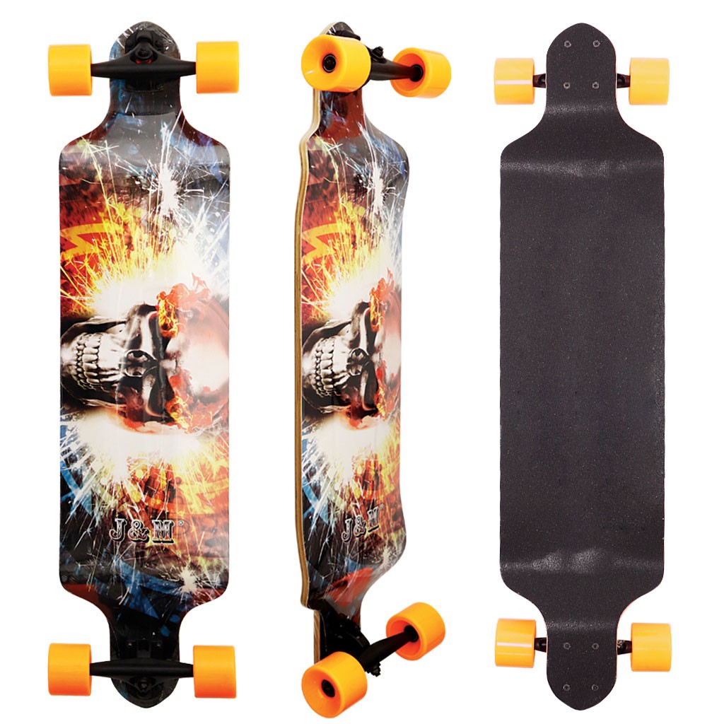 Skate Longboard Multimarca Rebaixado - Laranja / Preto / Laranja