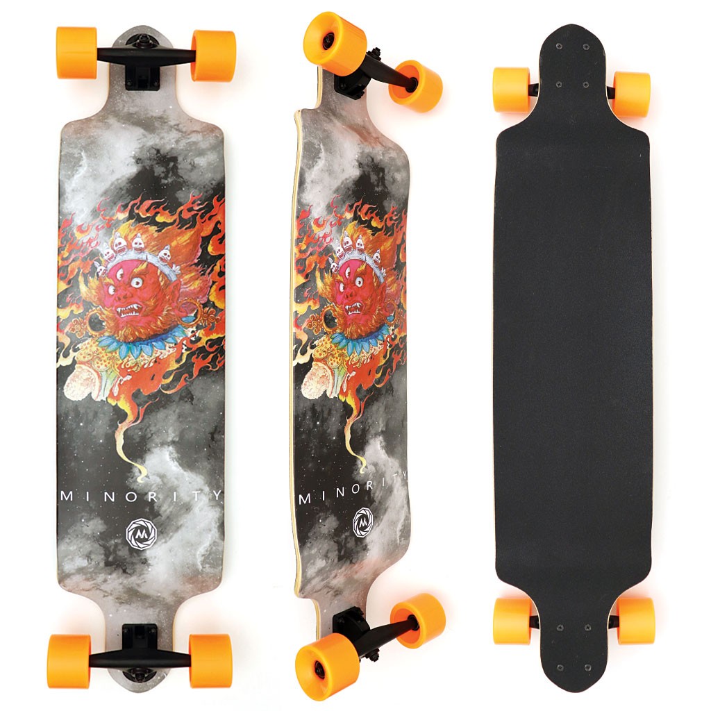 Skate Longboard Multimarca Rebaixado - Cinza / Preto / Laranja