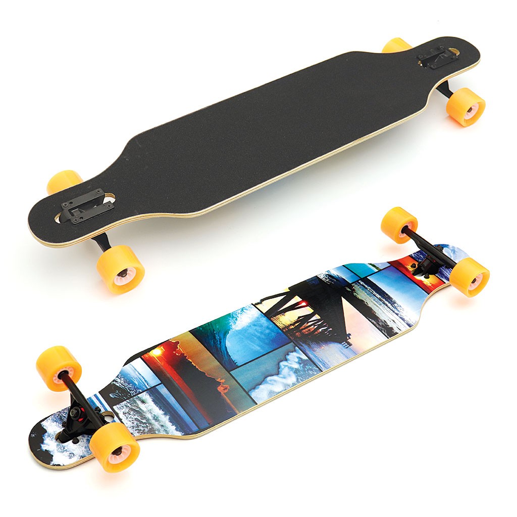 Skate Longboard Multimarca Freeride - Azul / Preto / Laranja
