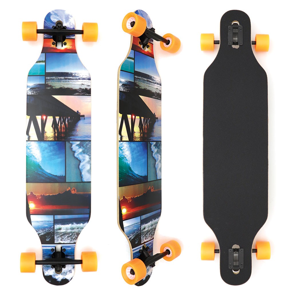 Skate Longboard Multimarca Freeride - Azul / Preto / Laranja