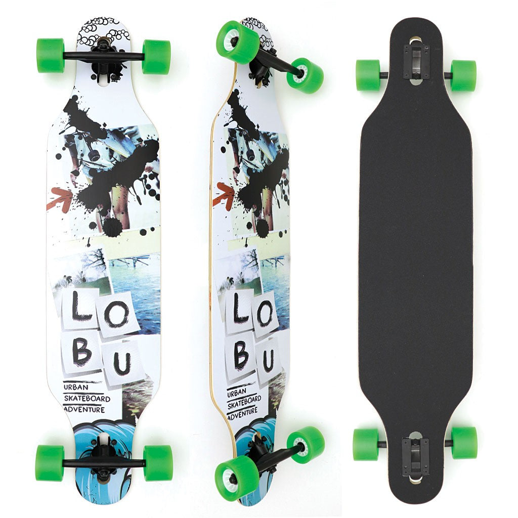 Skate Longboard Multimarca Freeride - Branco / Preto / Verde