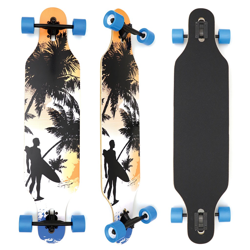 Skate Longboard Multimarca Freeride - Laranja / Preto / Azul
