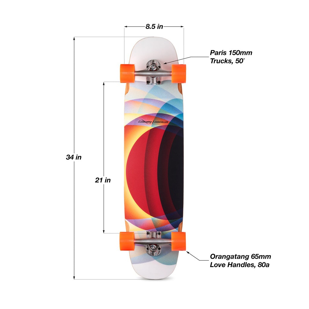 Skate Longboard Loaded Boards Loaded Chinchiller 34 - Branco / Laranja