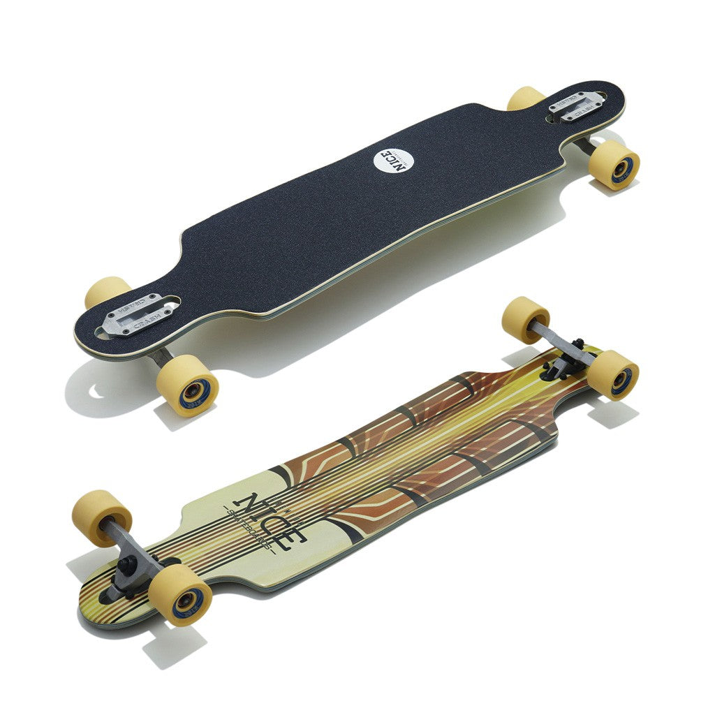 Skate Longboard Nice Skateboards Alaia Twin - Bege / Laranja