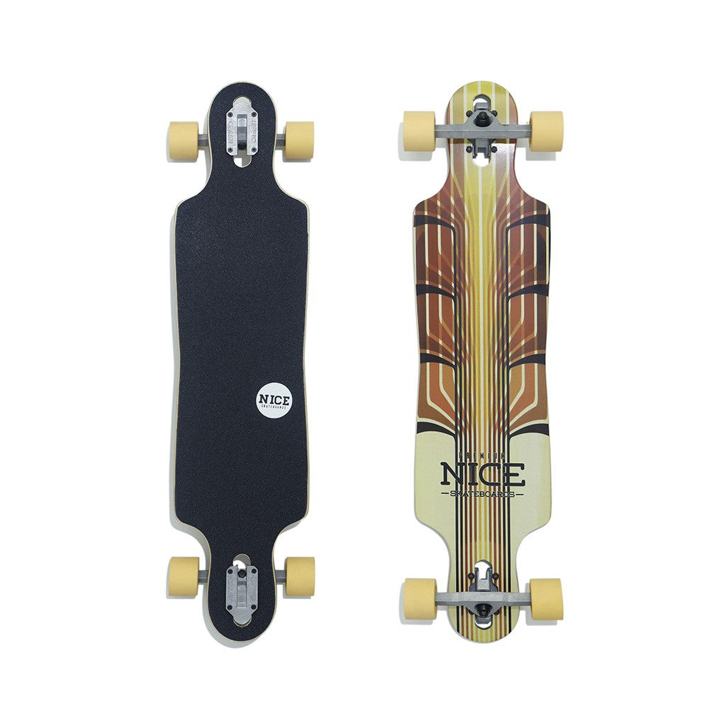 Skate Longboard Nice Skateboards Alaia Twin - Bege / Laranja