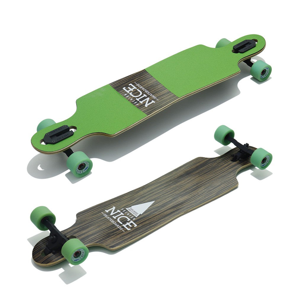 Skate Longboard Nice Skateboards Dark Wood Twin - Marrom / Verde