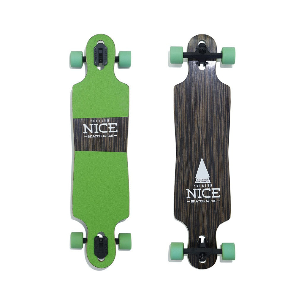 Skate Longboard Nice Skateboards Dark Wood Twin - Marrom / Verde