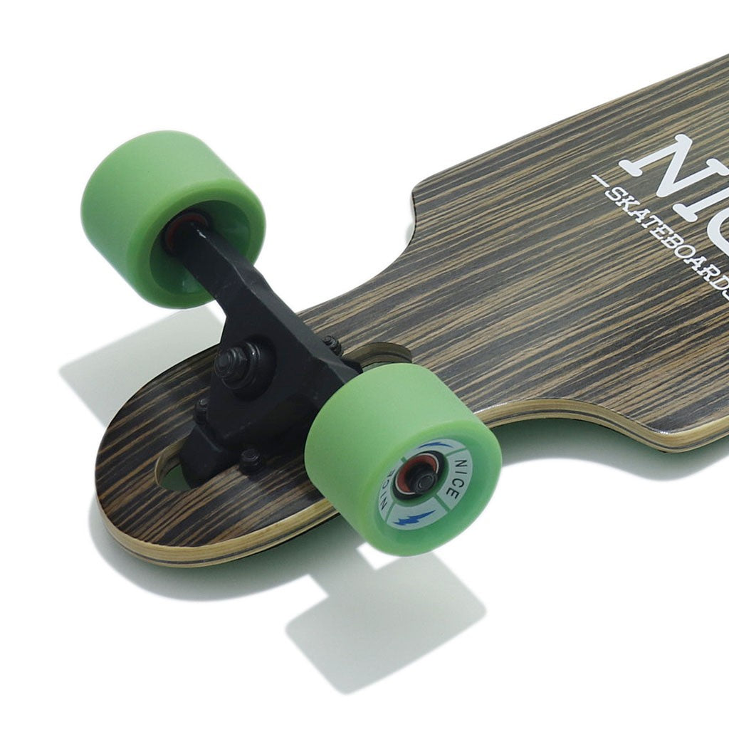 Skate Longboard Nice Skateboards Dark Wood Twin - Marrom / Verde