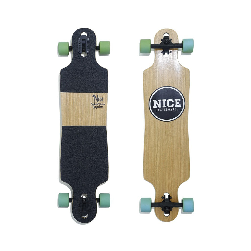 Skate Longboard Nice Skateboards Pure Twin - Bege / Preto / Verde