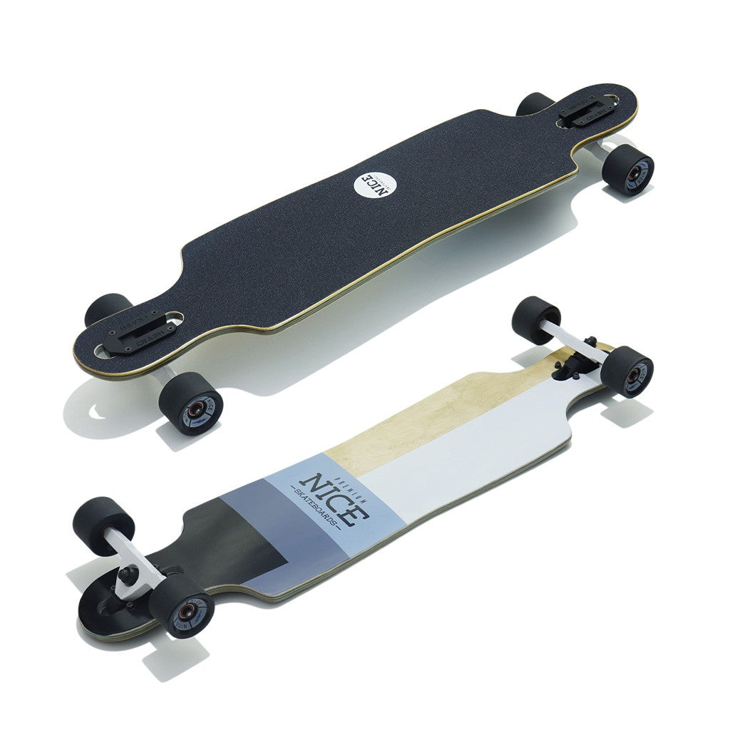 Skate Longboard Nice Skateboards Square Twin - Azul / Branco / Preto
