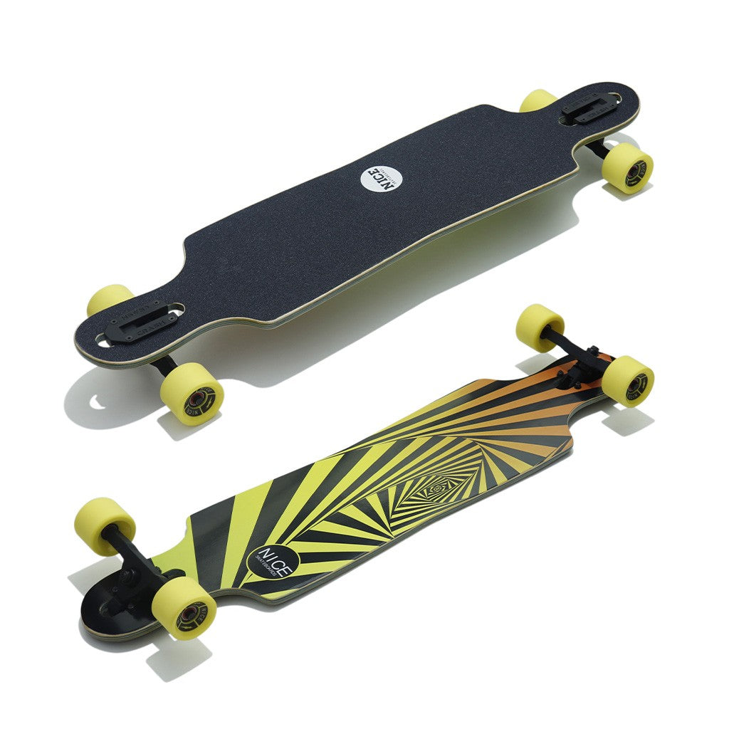 Skate Longboard Nice Skateboards Tunnel Twin - Preto / Amarelo