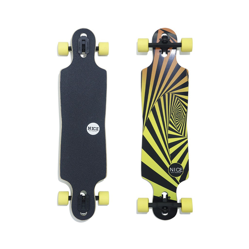 Skate Longboard Nice Skateboards Tunnel Twin - Preto / Amarelo