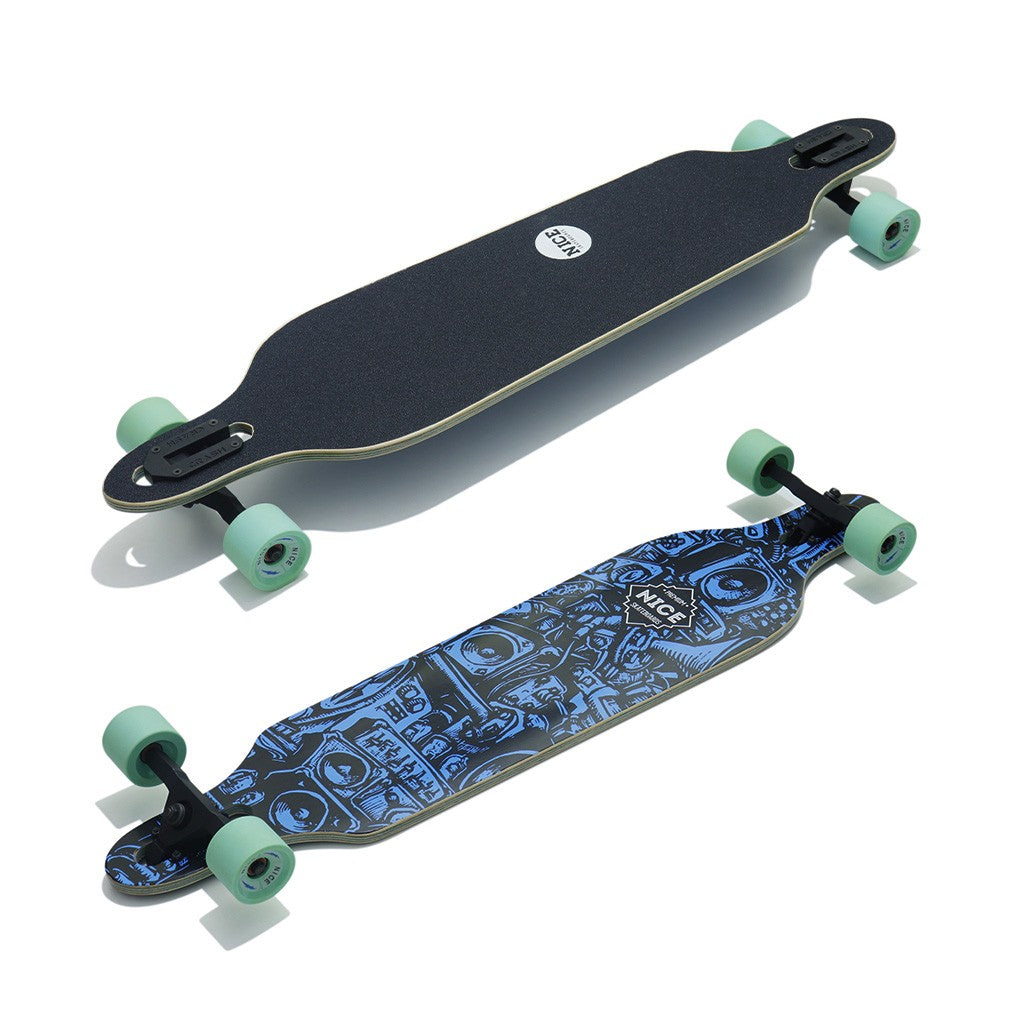 Skate Longboard Nice Skateboards Beatbox Direcional - Preto / Azul / Verde