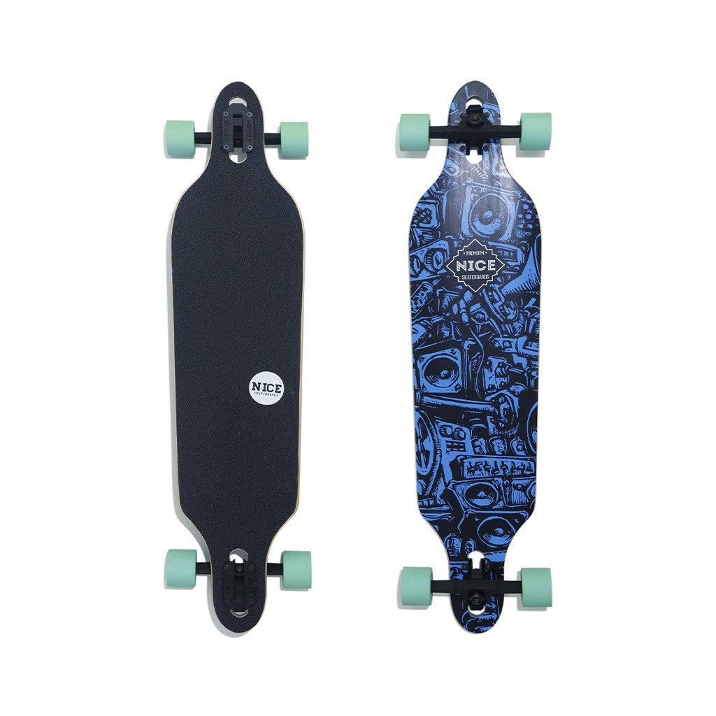 Skate Longboard Nice Skateboards Beatbox Direcional - Preto / Azul / Verde