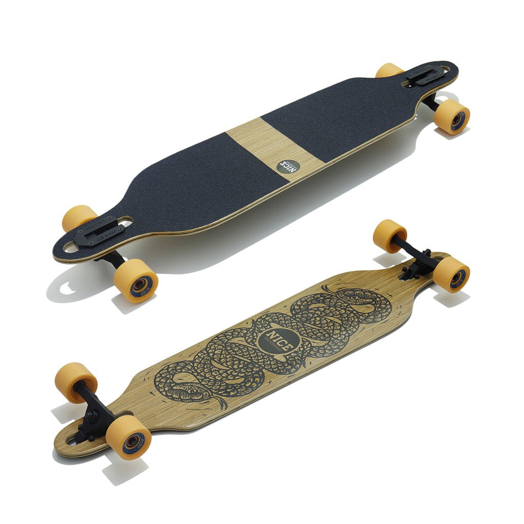Skate Longboard Nice Skateboards Snakeoil Direcional - Marrom / Preto / Laranja