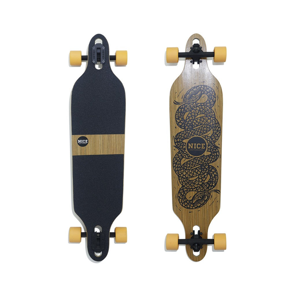 Skate Longboard Nice Skateboards Snakeoil Direcional - Marrom / Preto / Laranja