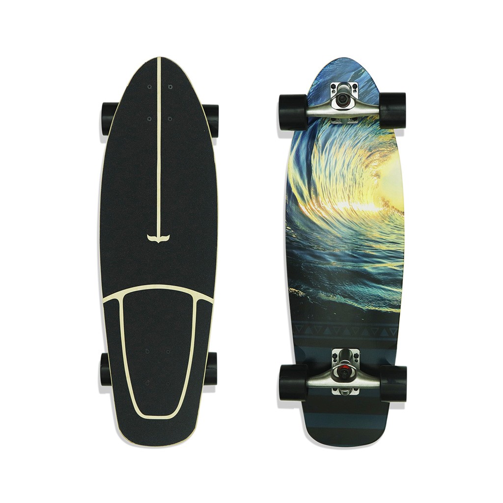 Skate Longboard Multimarca Skate Simulador 30 Wave - Azul / Preto