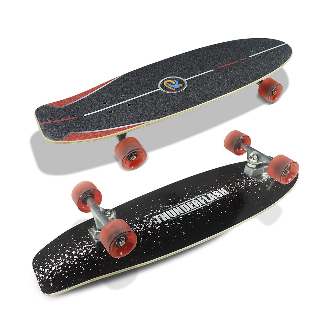 Skate Longboard Multimarca Skate Simulador 33 Thunderflash - Preto / Vermelho