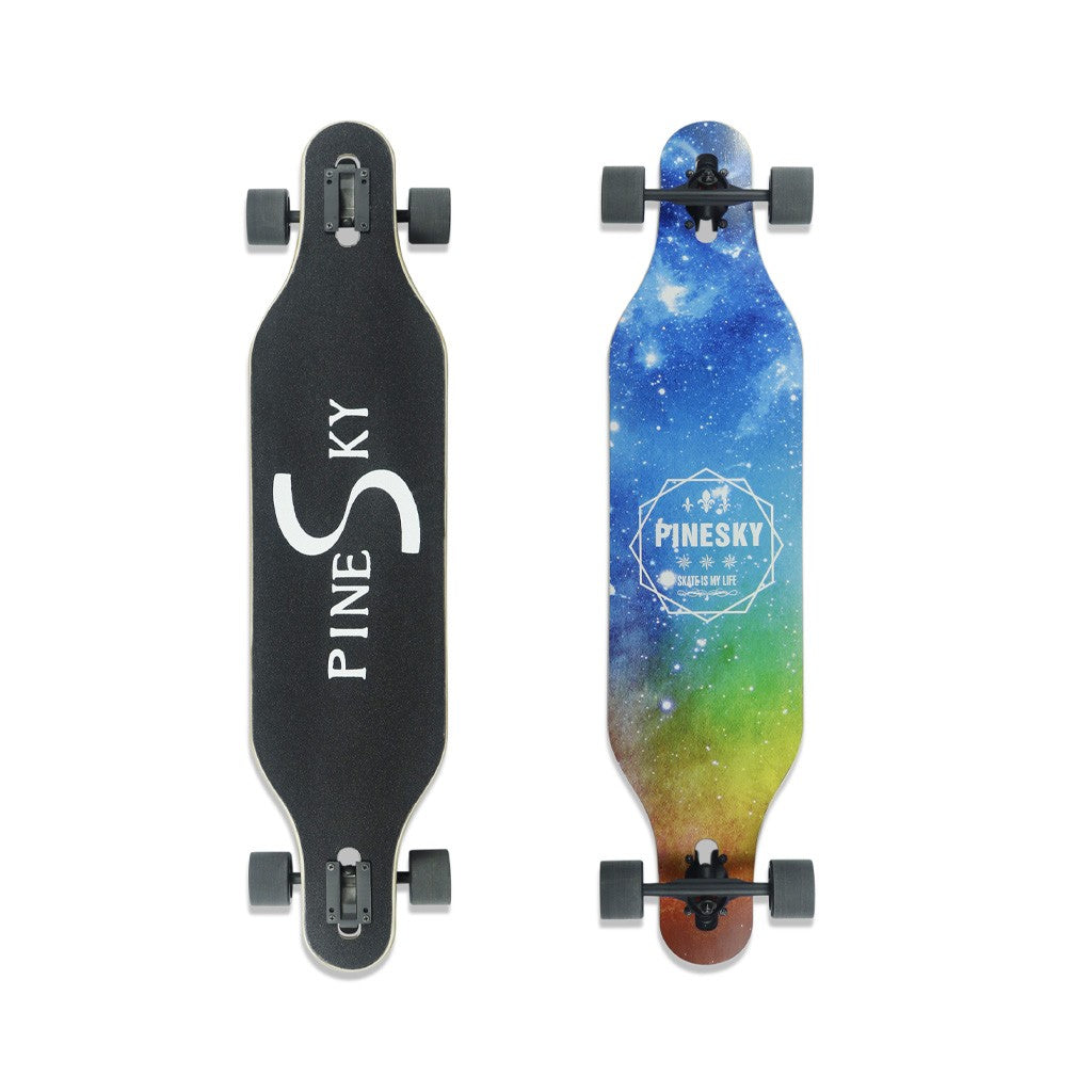 Skate Longboard Multimarca Pinesky 41 Starry Night - Azul / Verde / Vermelho