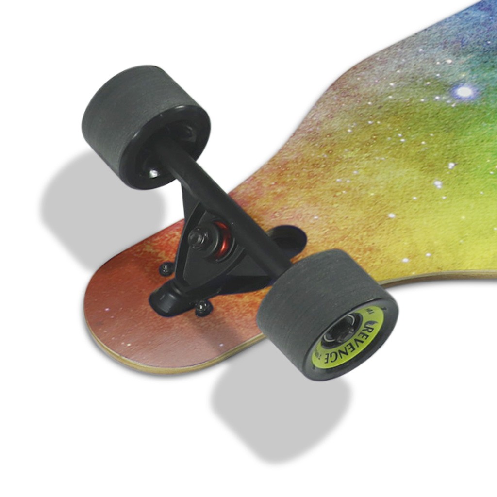 Skate Longboard Multimarca Pinesky 41 Starry Night - Azul / Verde / Vermelho