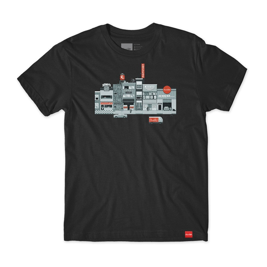 Camiseta Chocolate Skateboards Pixel City - Preto