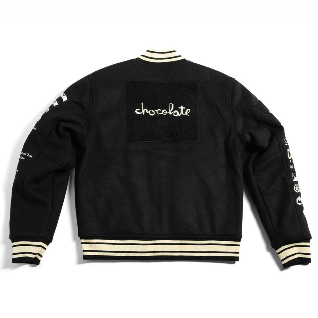 Jaqueta Chocolate Skateboards Team Varsity - Preto