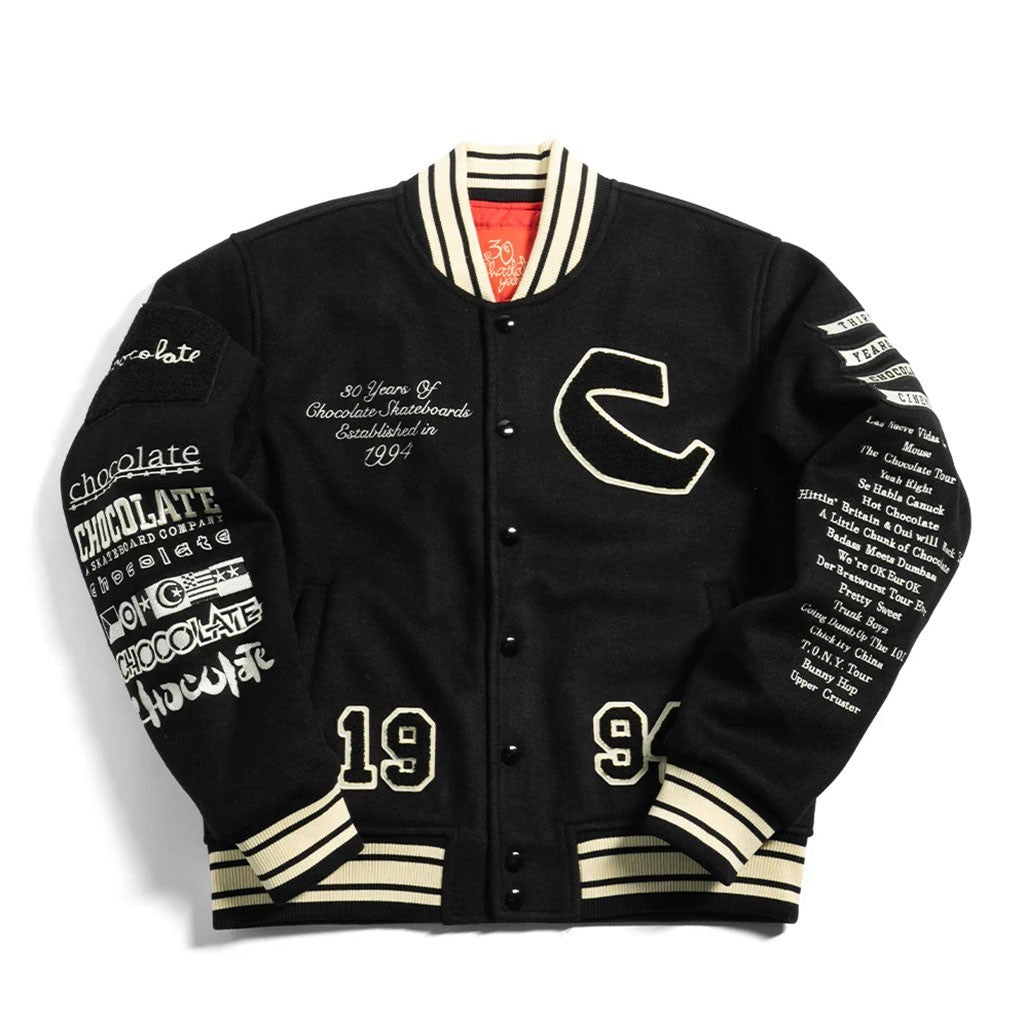 Jaqueta Chocolate Skateboards Team Varsity - Preto