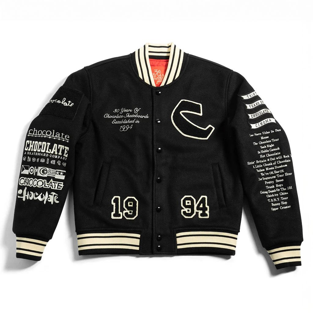 Jaqueta Chocolate Skateboards Team Varsity - Preto