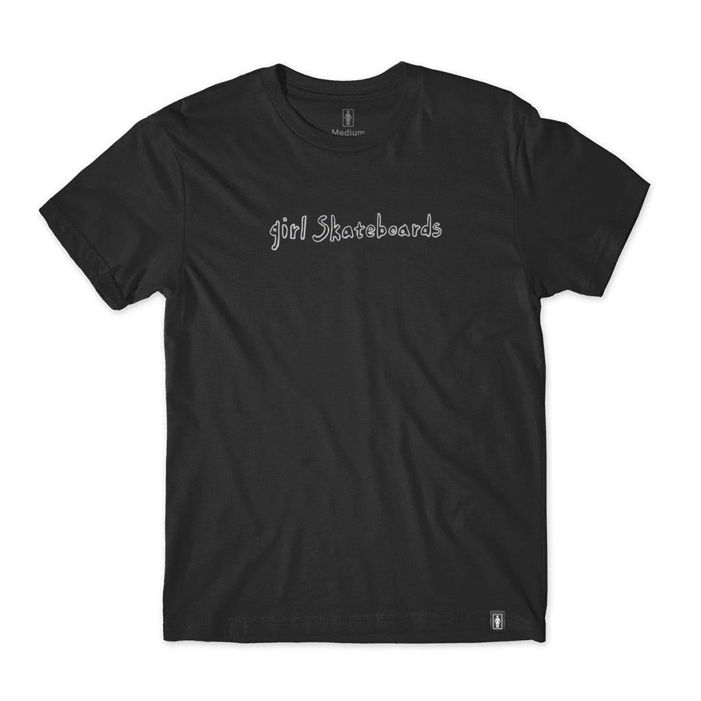 Camiseta Girl Skateboards Hand Script - Preto