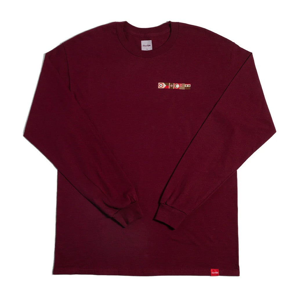 Camiseta manga longa Chocolate Skateboards Flyin the flag - Bordô