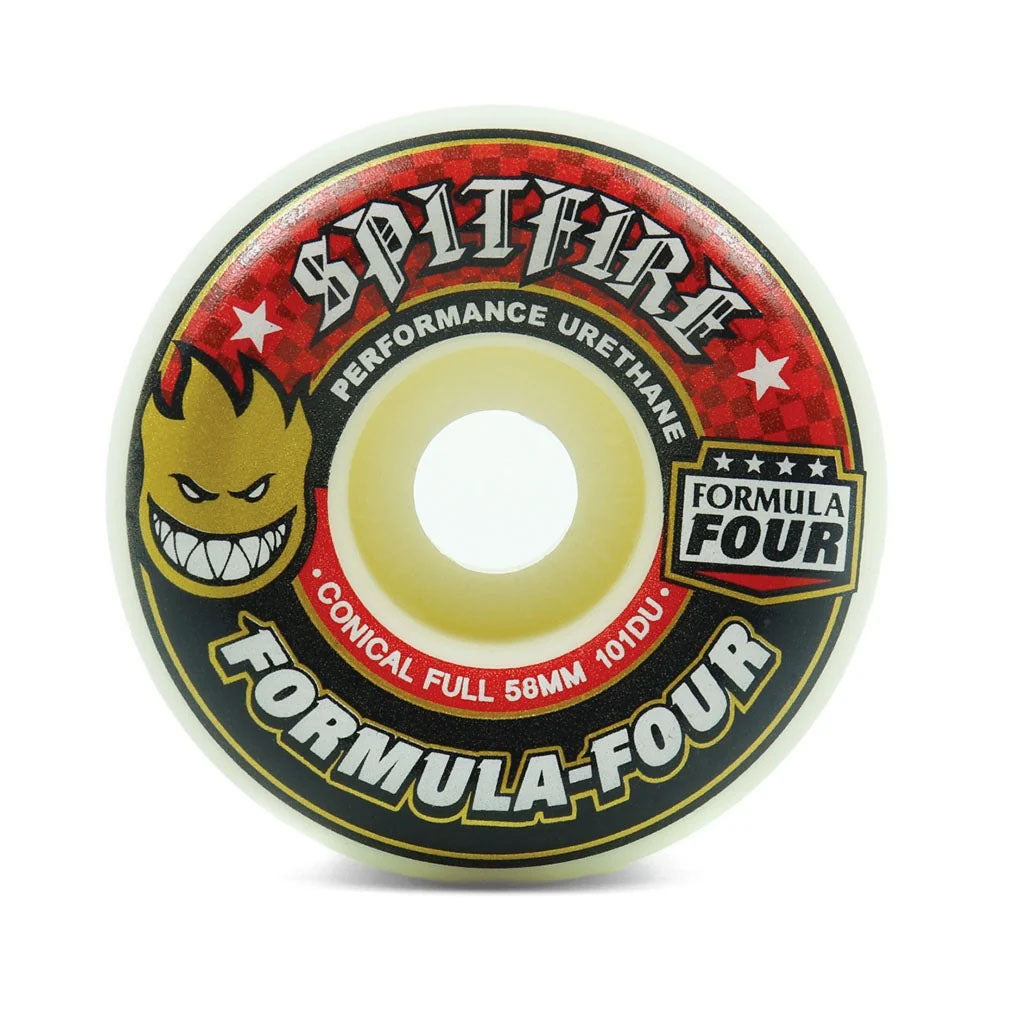 Roda Spitfire Wheels Conical Full Formula Four 58mm - 101DU - Bege Claro / Preto / Vermelho