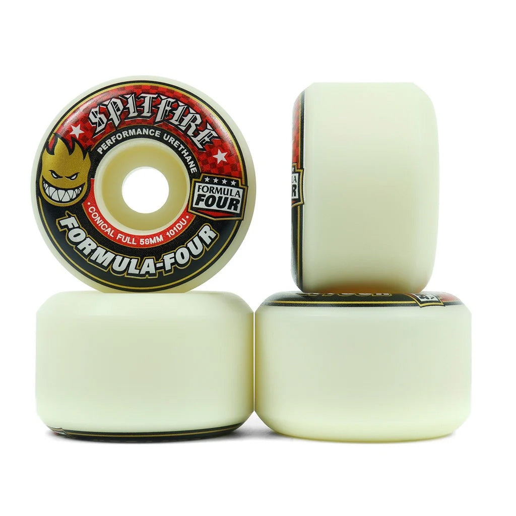 Roda Spitfire Wheels Conical Full Formula Four 58mm - 101DU - Bege Claro / Preto / Vermelho