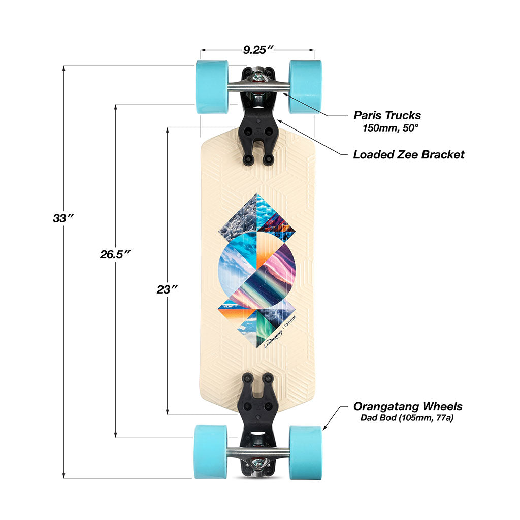 Skate Longboard Loaded Boards Fathom Standard Strata - Bege Dad Bod 77a